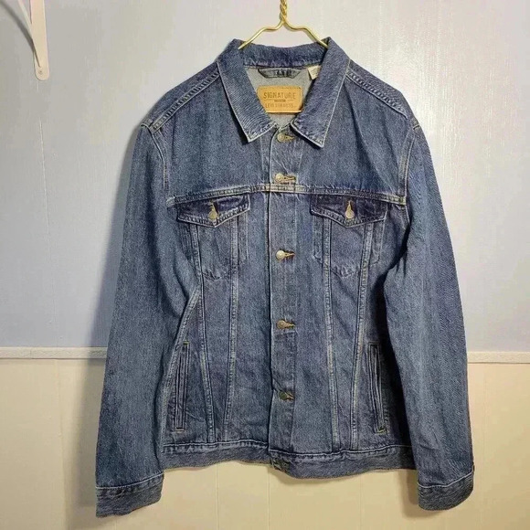 Levi Strauss Signature Gold Men's Extra Large Button Up Medium Wash Denim Jacket - Picture 1 of 13